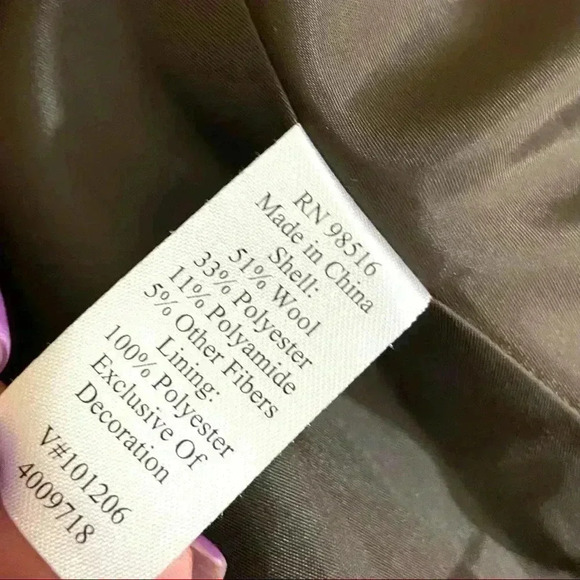 Coldwater Creek Chocolate Brown Collared Wool Safari Tweed Zip Blazer Jacket (S) - Picture 12 of 12